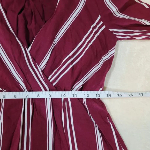 The Jetset Diaries Red Striped Faux Wrap Dress - Size Medium - Picture 9 of 10